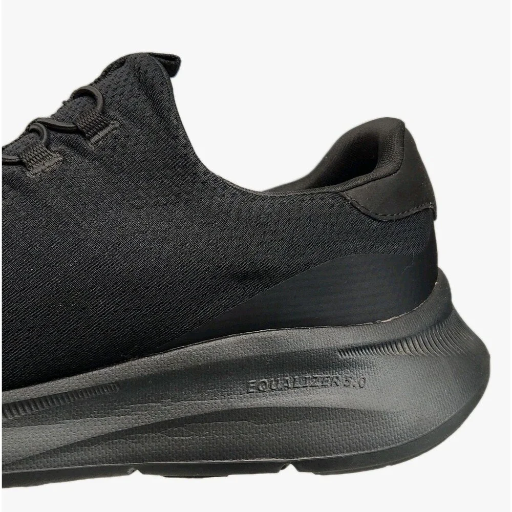 Skechers Sneaker Loafer Black Stretch Air-Cool Relaxed Fit Men Sz 11 Dual-Lite